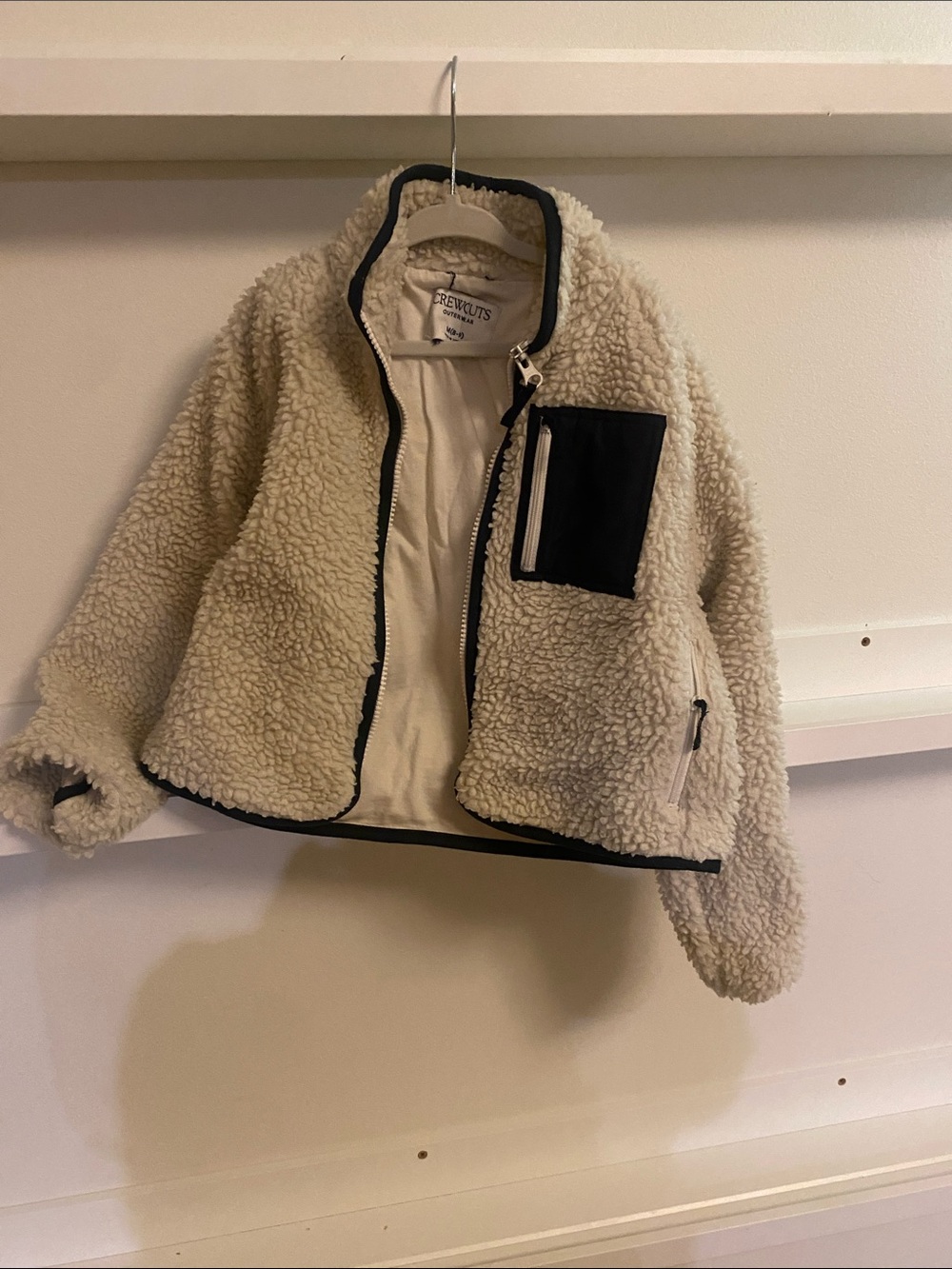 Crewcuts Cream Sherpa Jacket with Black Trim